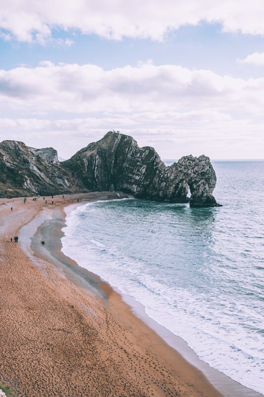 Durdle Door Rock Formation — Blue, Serene, Afternoon, Photograph