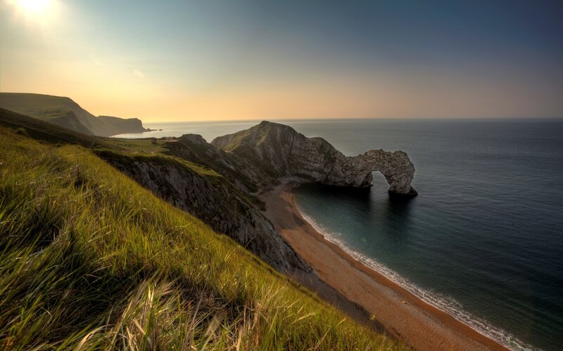 Durdle Door Rock Formation — Green, Serene