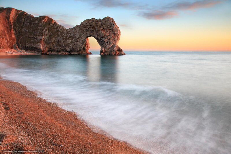 Durdle Door Rock Formation — Orange, Serene