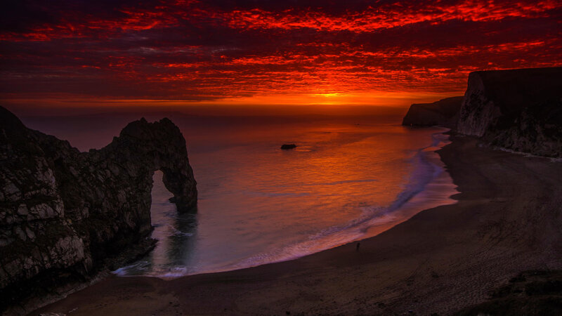 Durdle Door Rock Formation — Red