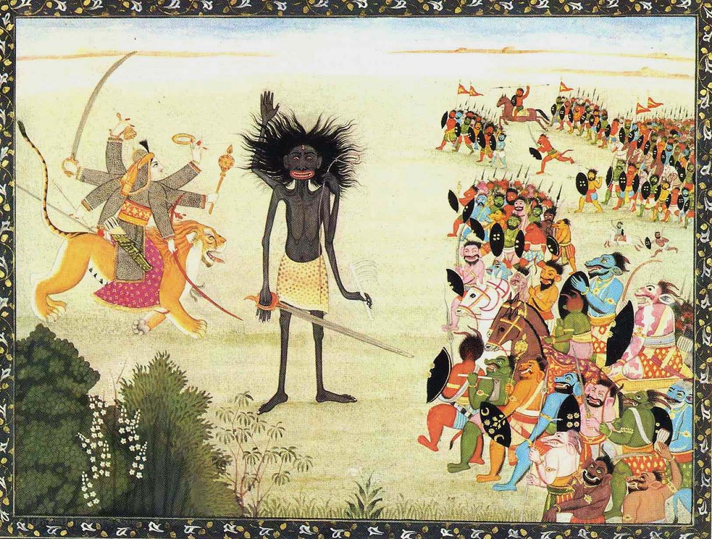Durga battles demon