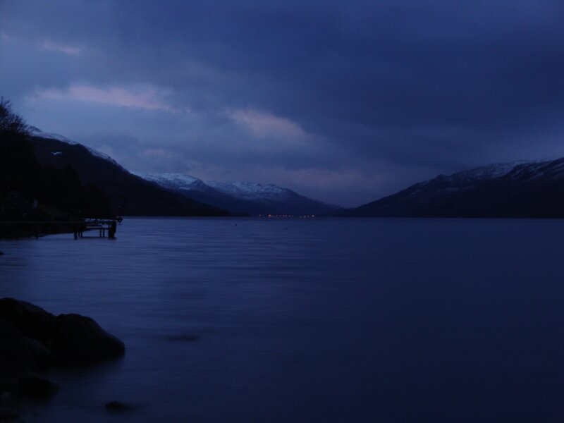 dusk at a mountain lake