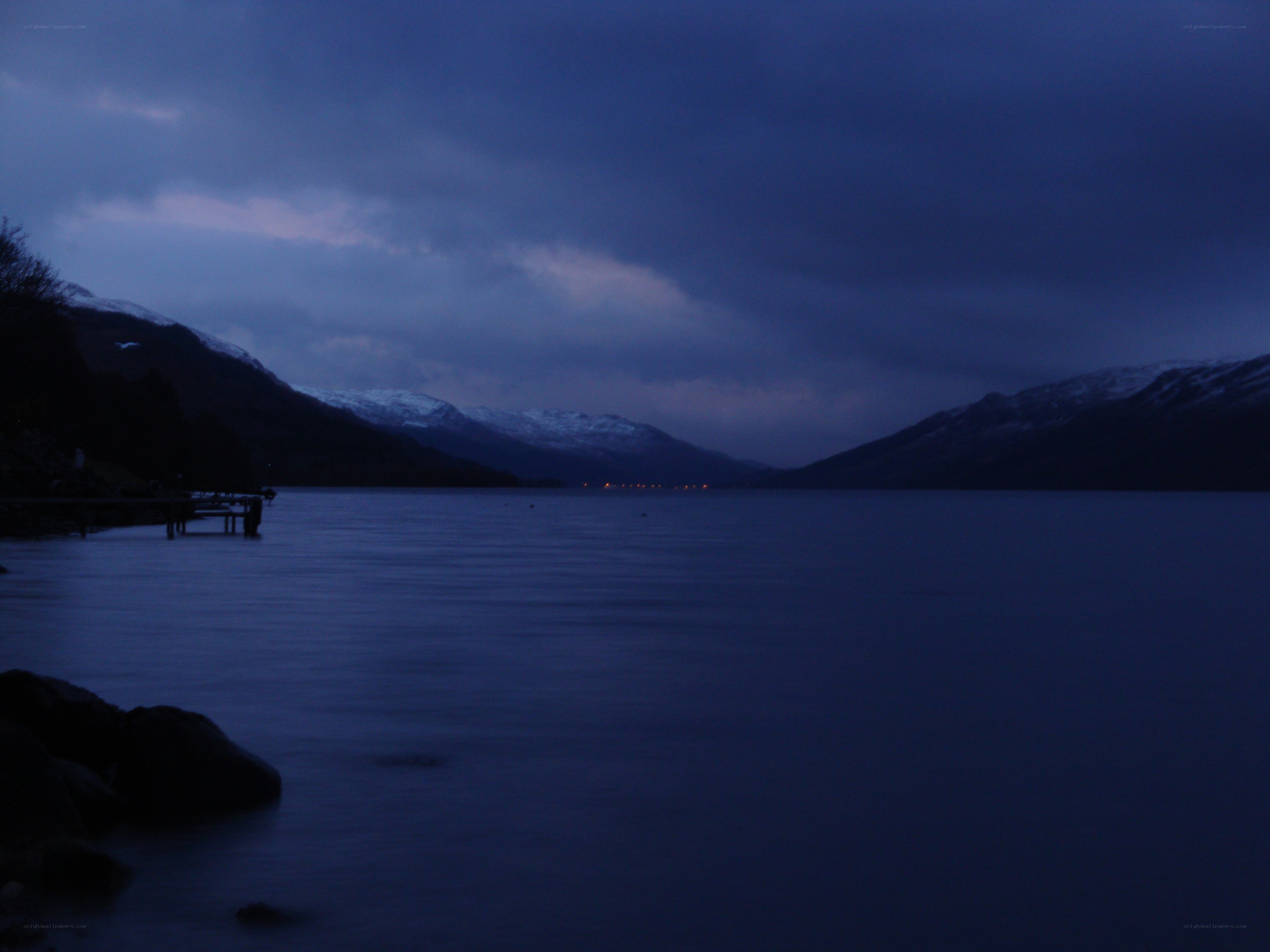 dusk at a mountain lake