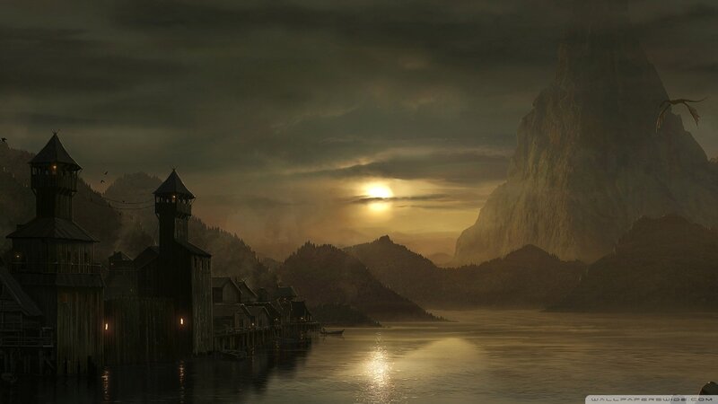 dusk at a mountain village