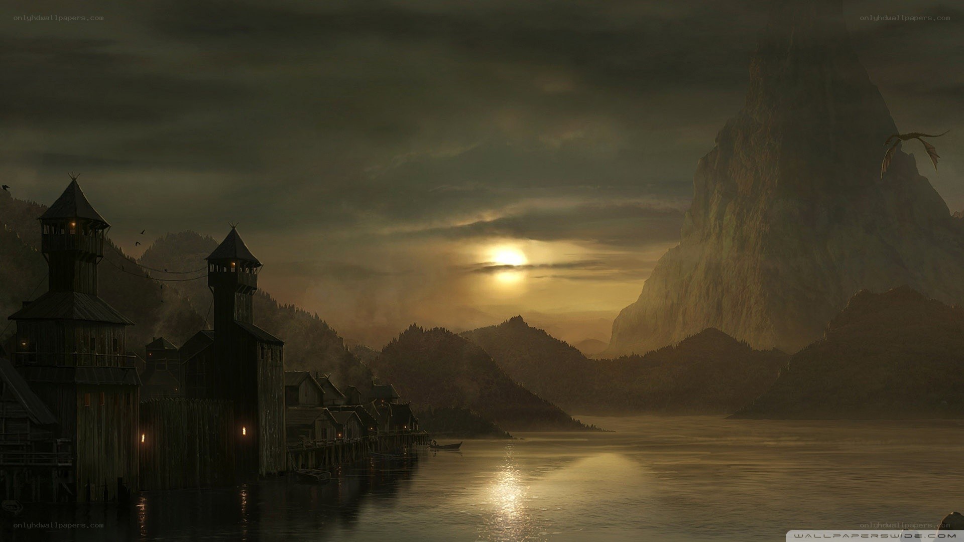 dusk at a mountain village