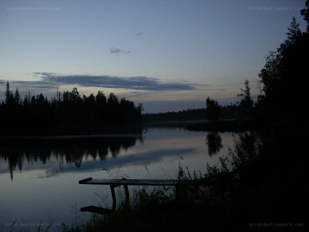 Dusk at a quiet lakeside