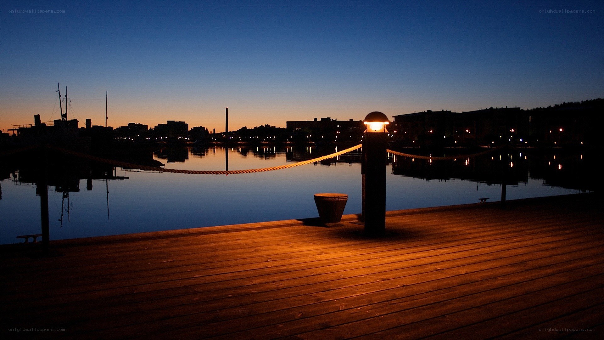 dusk at the harbor