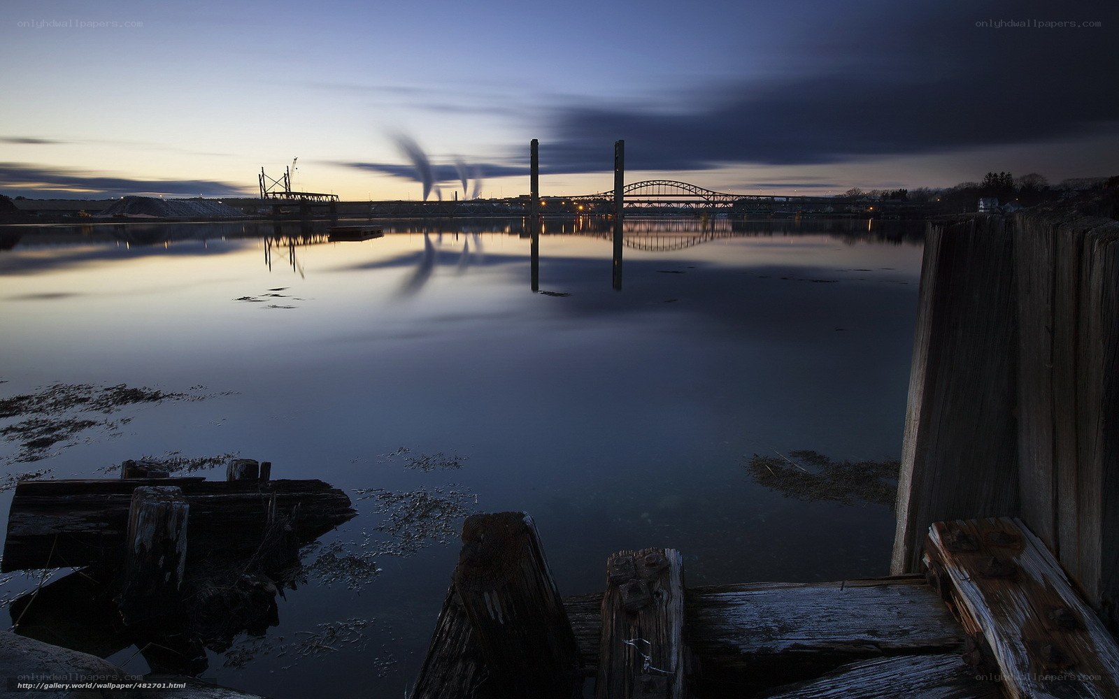 Dusk at the industrial waterfront