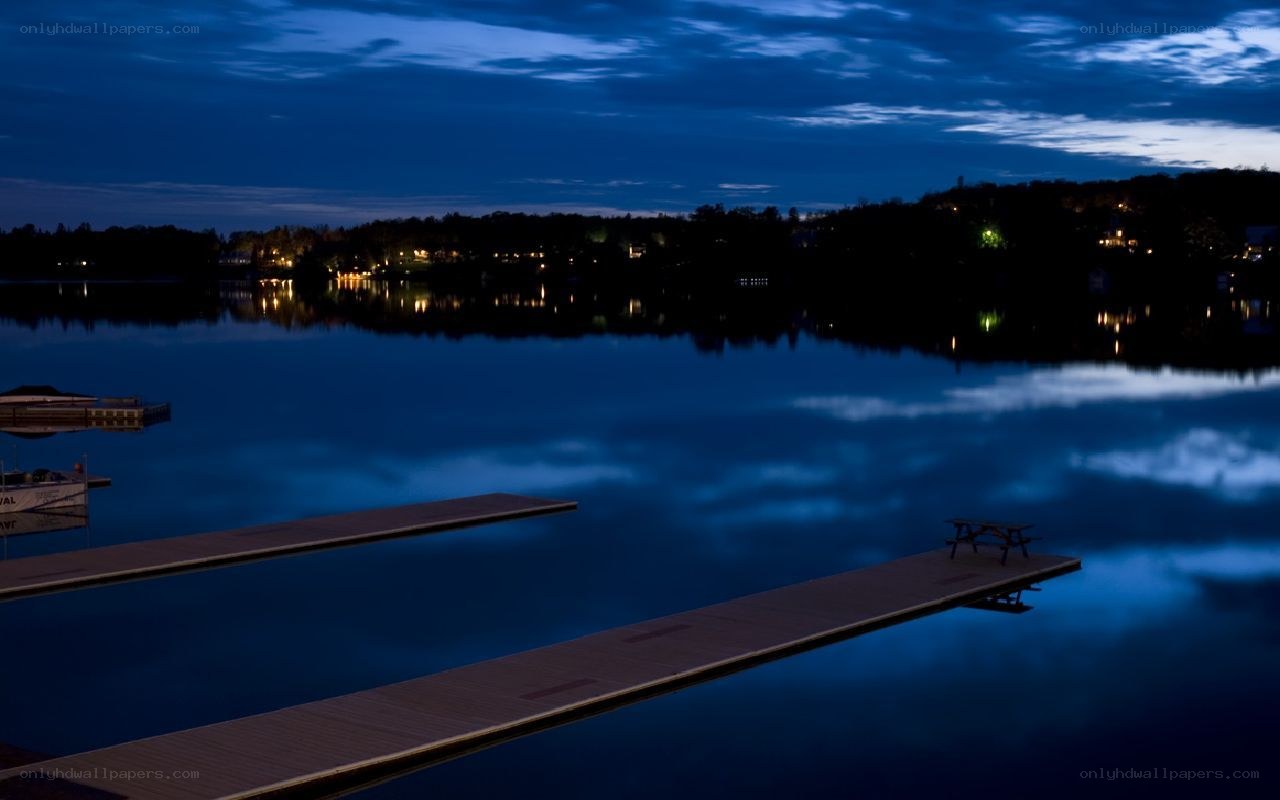 Dusk at the lake dock