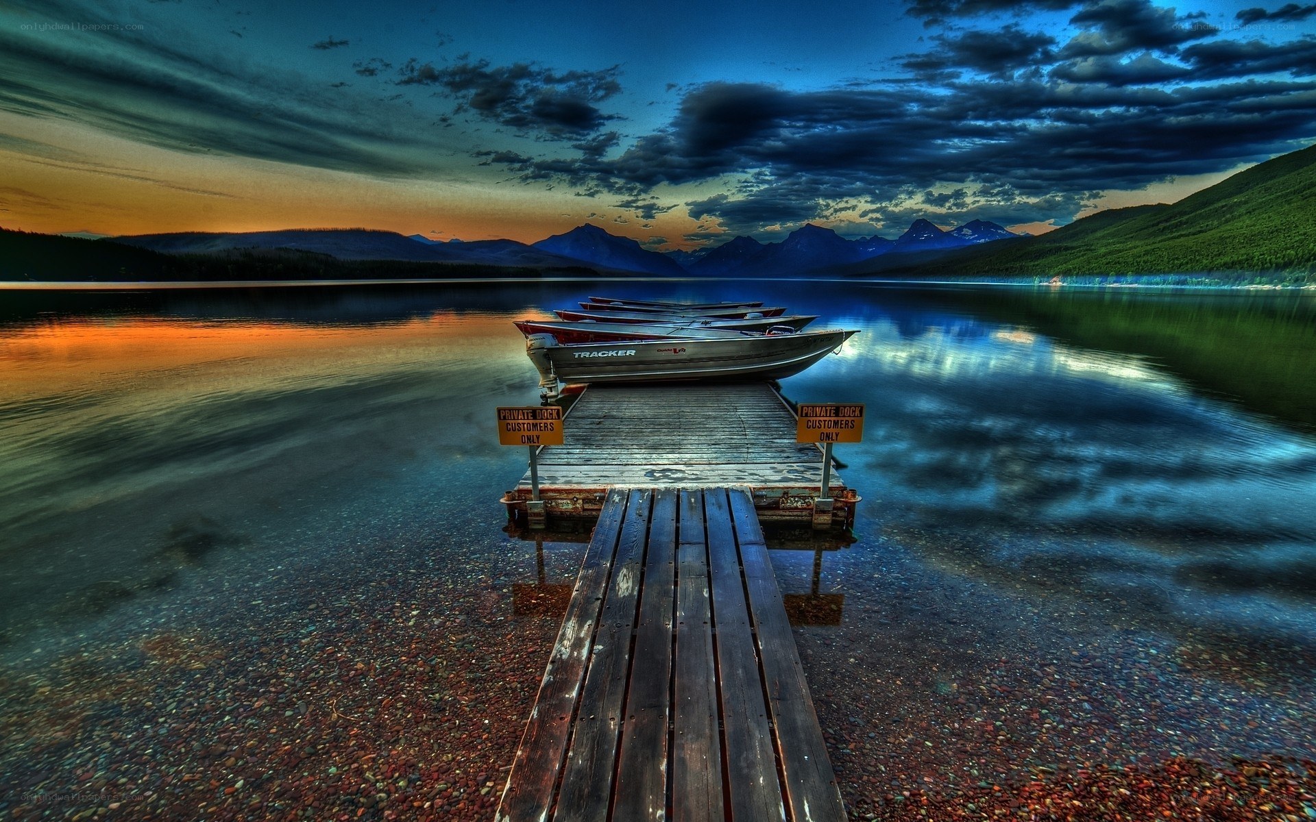 Dusk at the lake dock