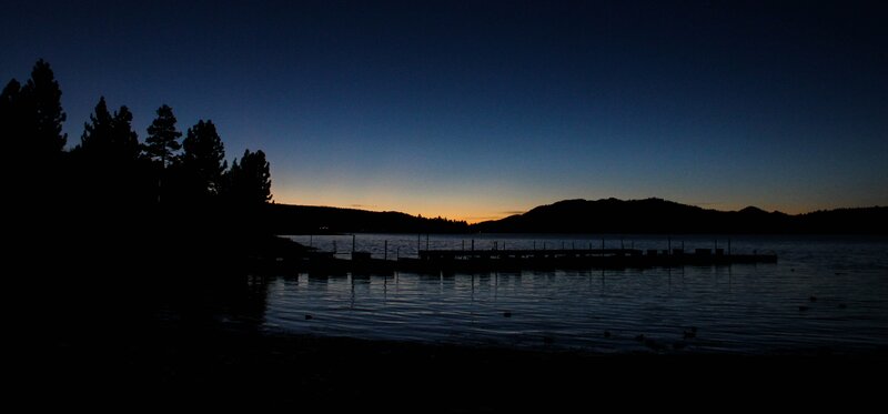 Dusk at the lake with dock