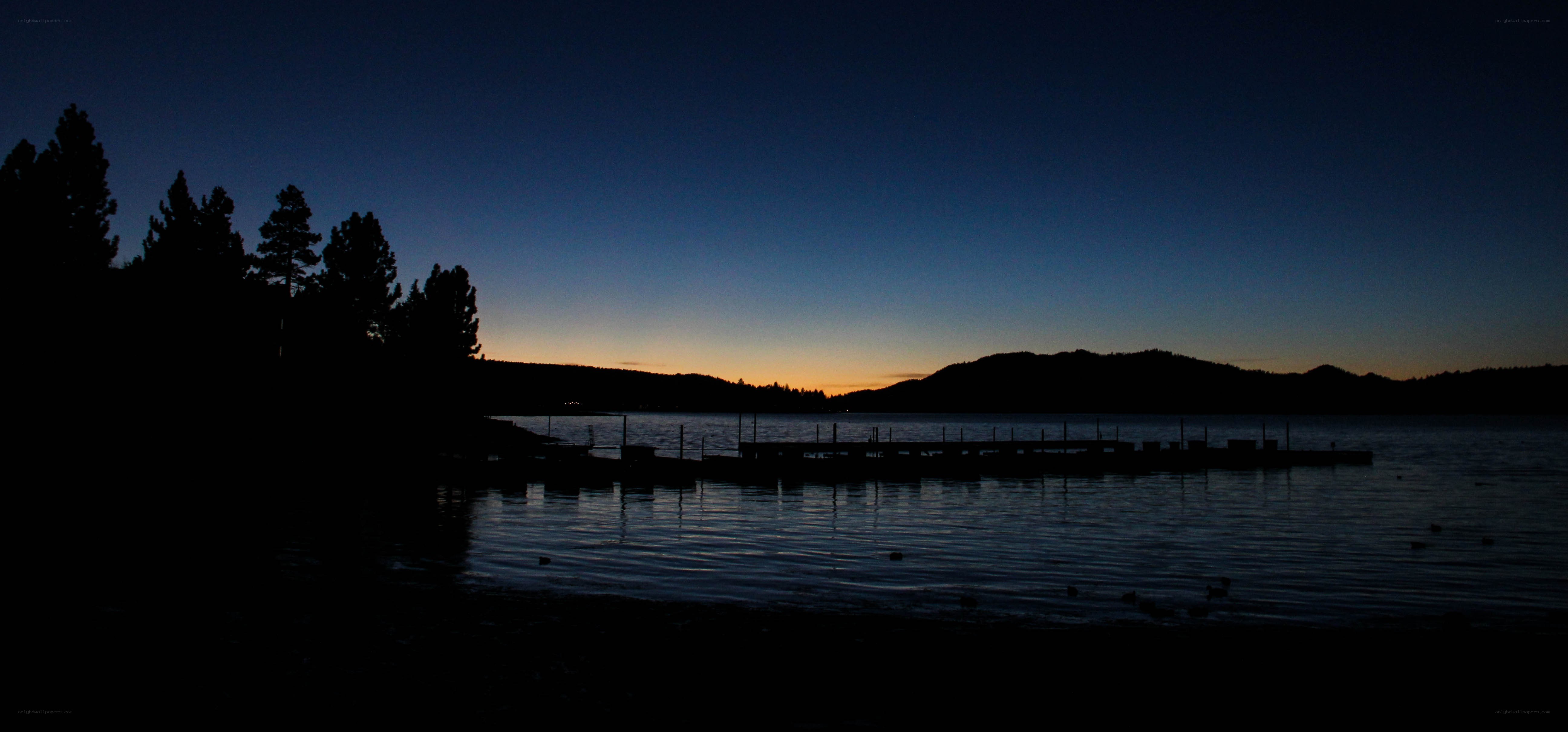 Dusk at the lake with dock