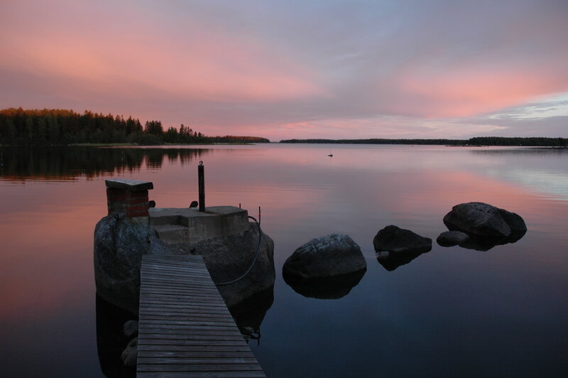 Dusk at the lakeside dock