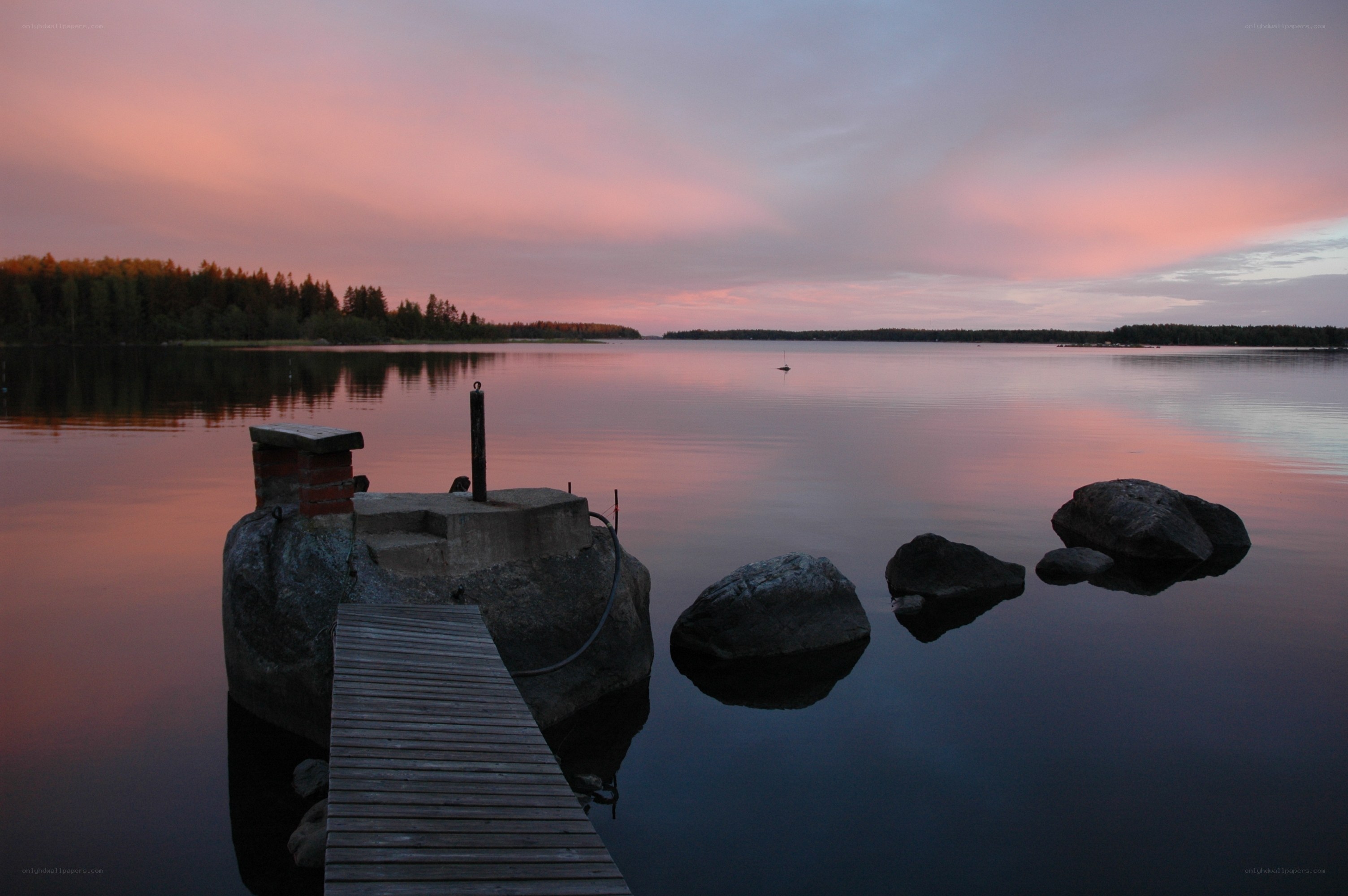 Dusk at the lakeside dock