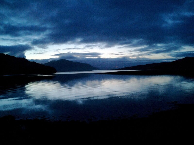 dusk over a calm lake