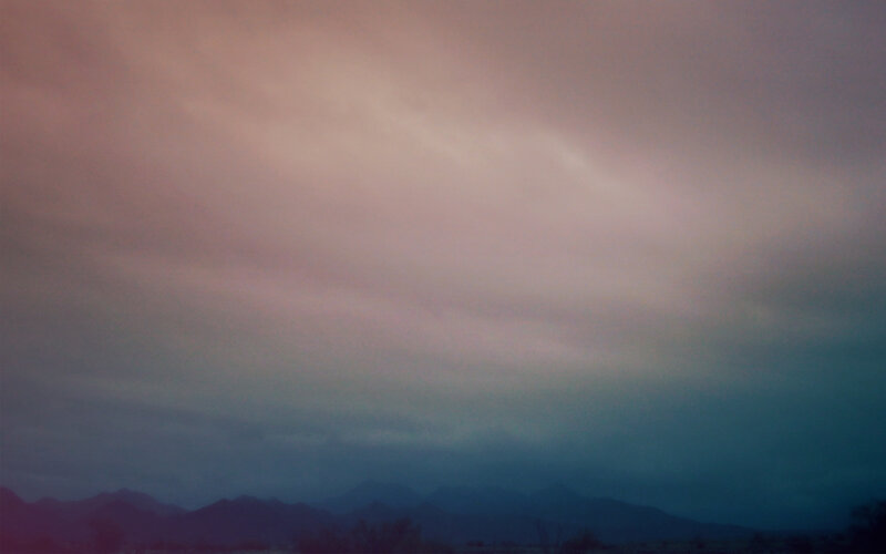 dusk over mountain range