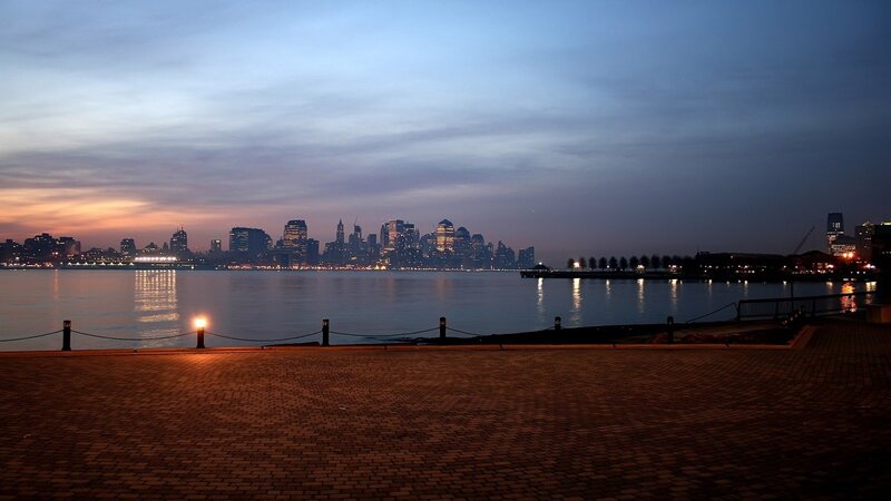 dusk over the city skyline