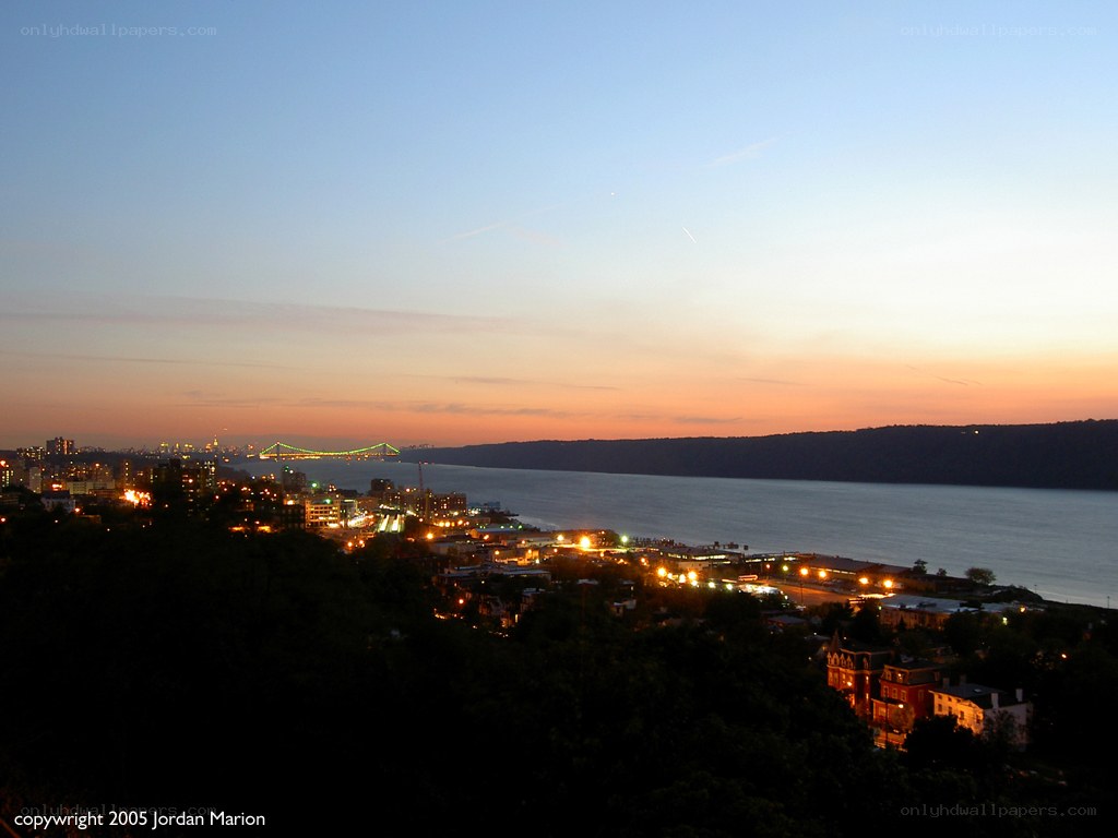 dusk over the hudson river