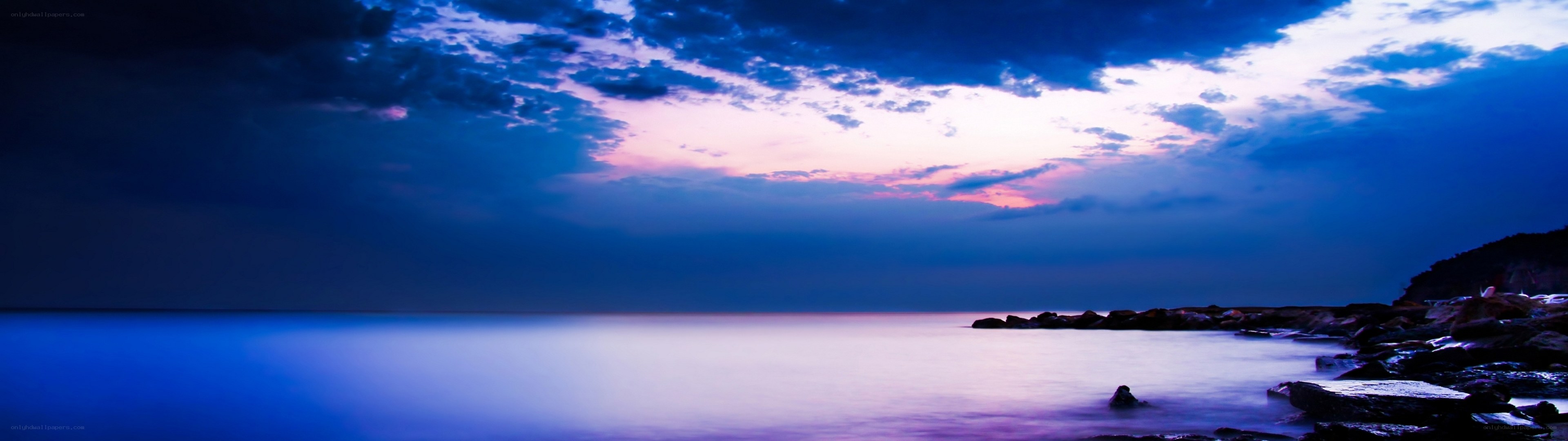 dusk over the rocky coast