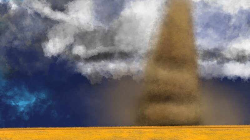 Dust Devil in Field — Yellow