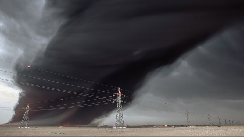 Dust Storm over Desert — Gray, Dramatic
