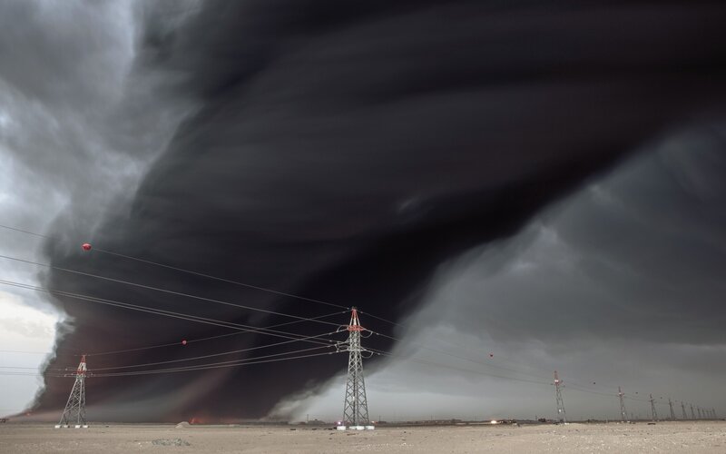 Dust Storm over Desert — Gray
