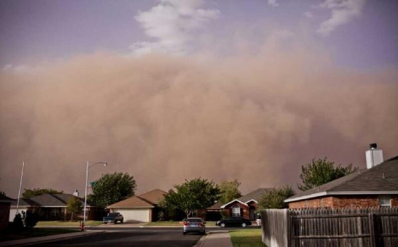 Dust Storm over Suburb — Brown
