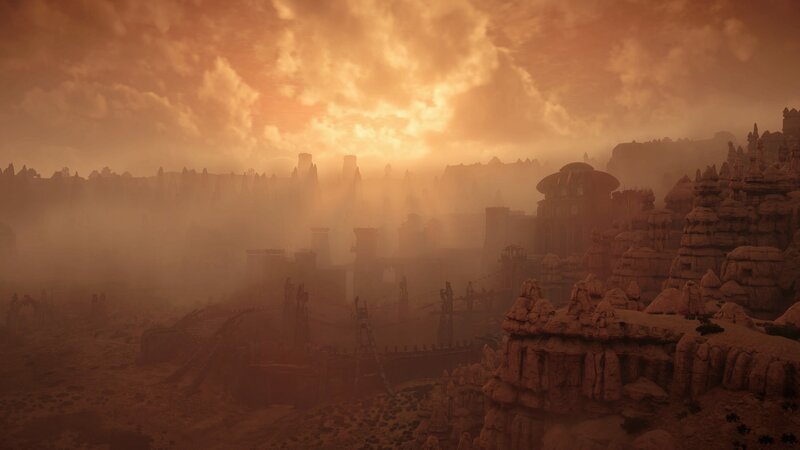 Dusty Cityscape at Sunset
