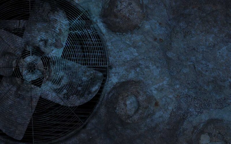 dusty industrial fan on concrete