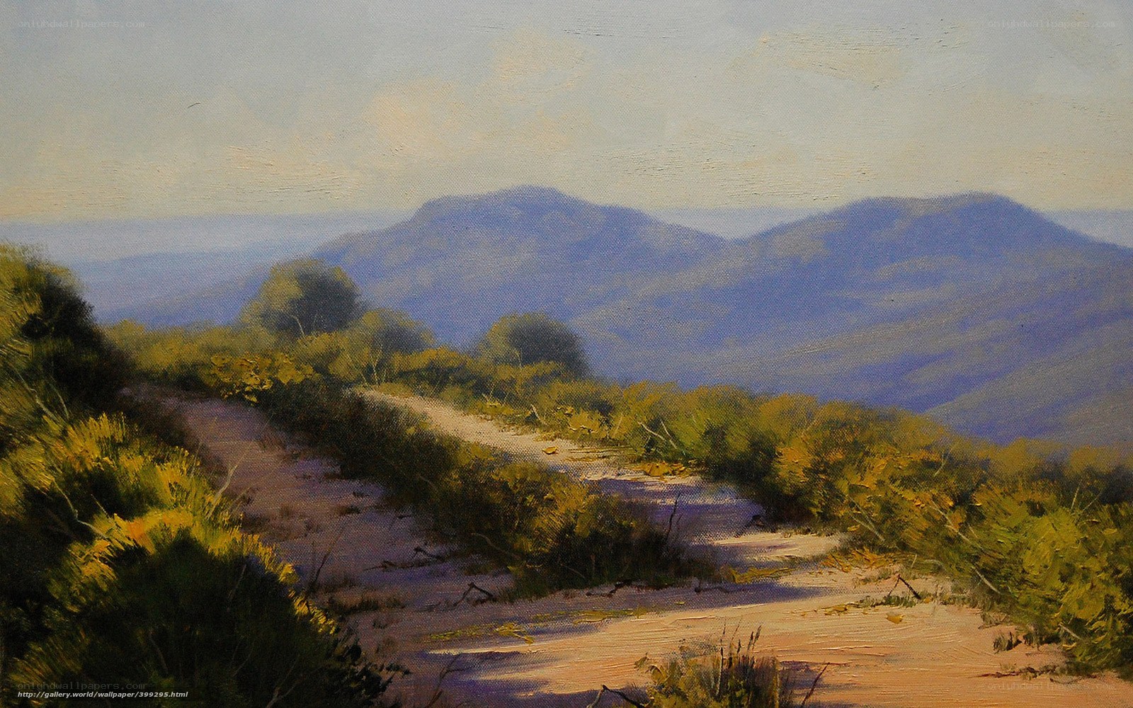 Dusty path through hills