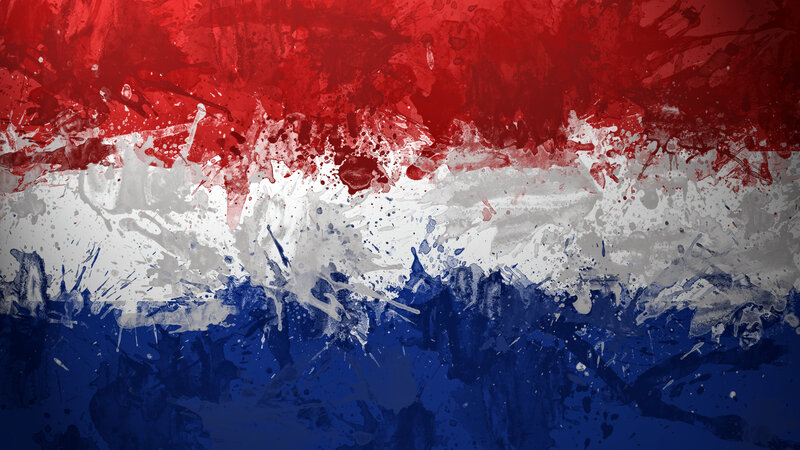 Dutch flag with paint splatter