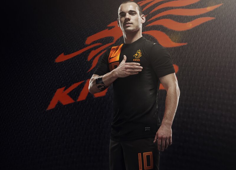 Dutch football player in black kit