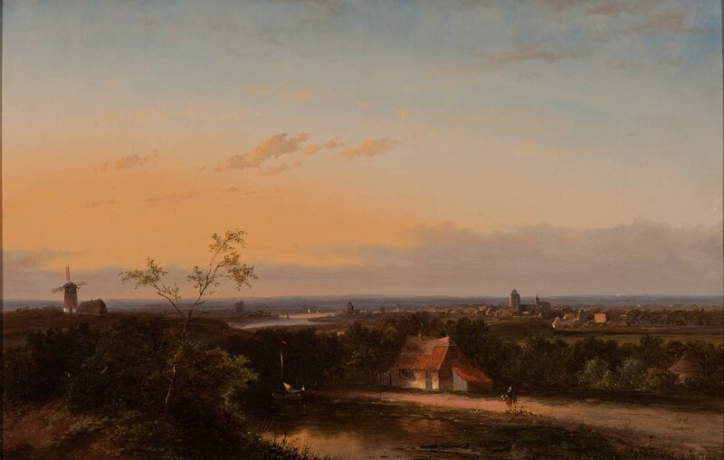 Dutch Landscape at Sunset — Orange