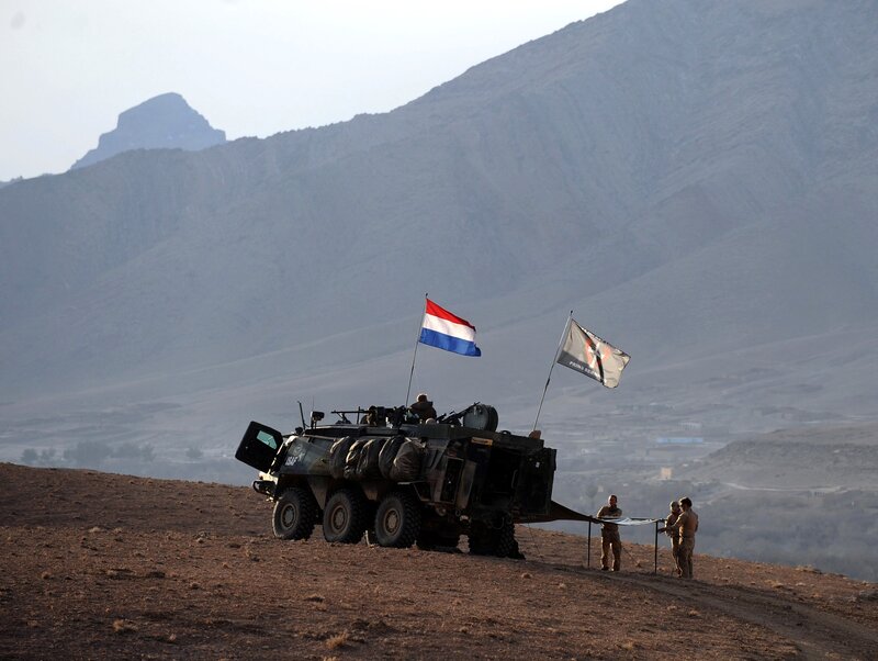 Dutch military vehicle in mountainous terrain