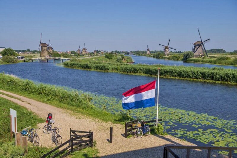 Dutch Windmills by Canal