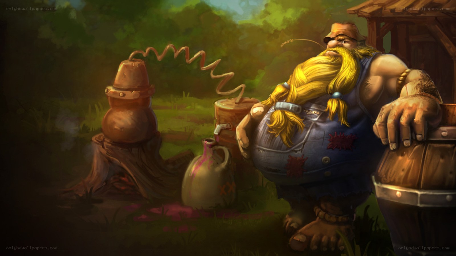 Dwarf distilling alcohol