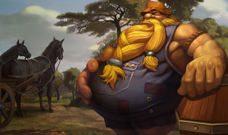 dwarf farmer with horses