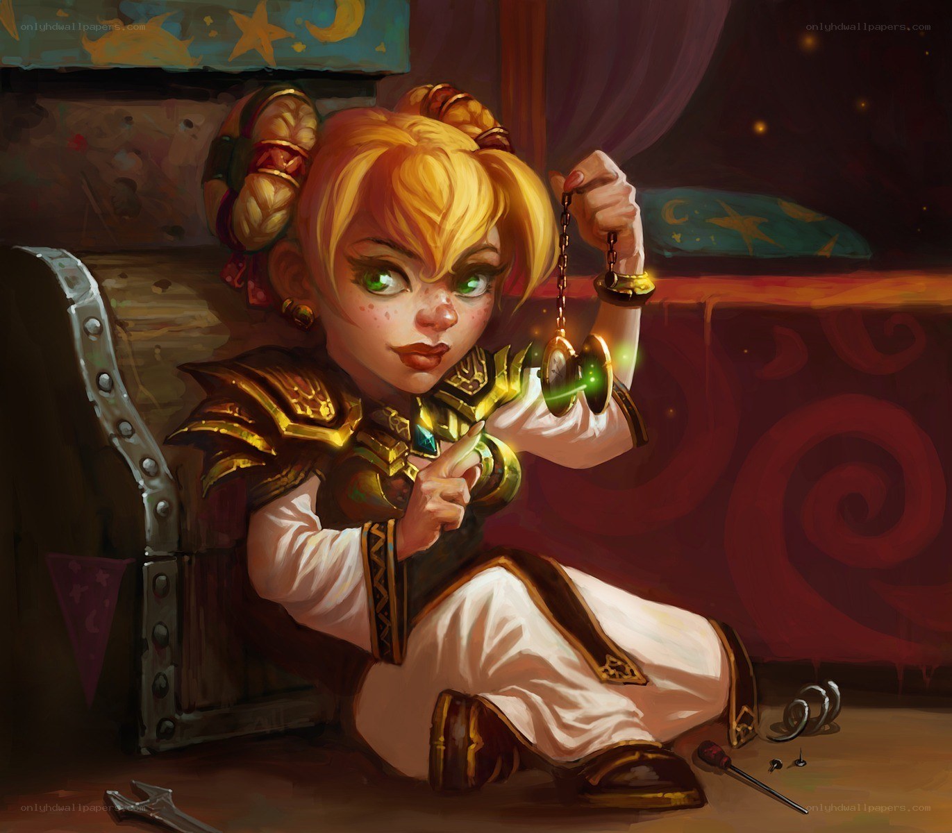 dwarf girl with pocket watch