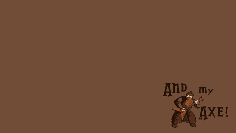 Dwarf Playing Guitar — Brown, Humorous, Digital Art, Axe