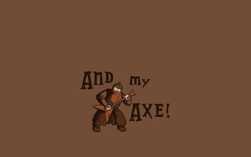 Dwarf Playing Guitar — Brown, Humorous, Illustration