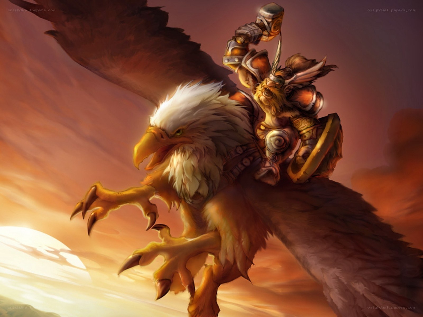 dwarf riding a giant eagle