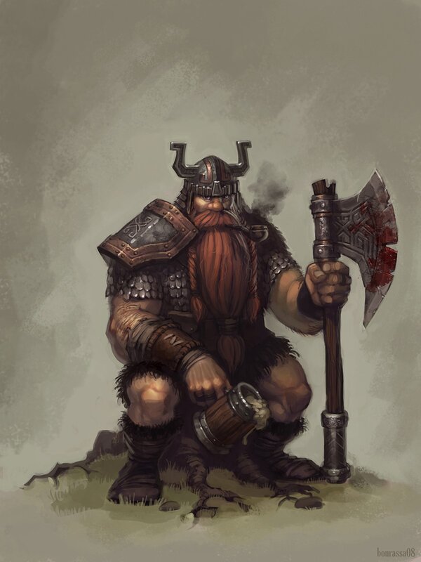 Dwarf Warrior with Axe — Brown, Gritty