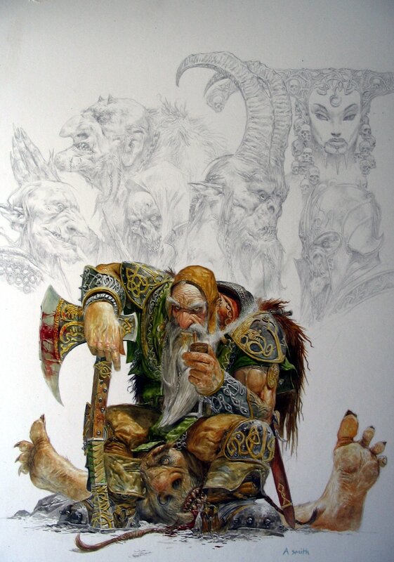 Dwarf Warrior with Axe — Green