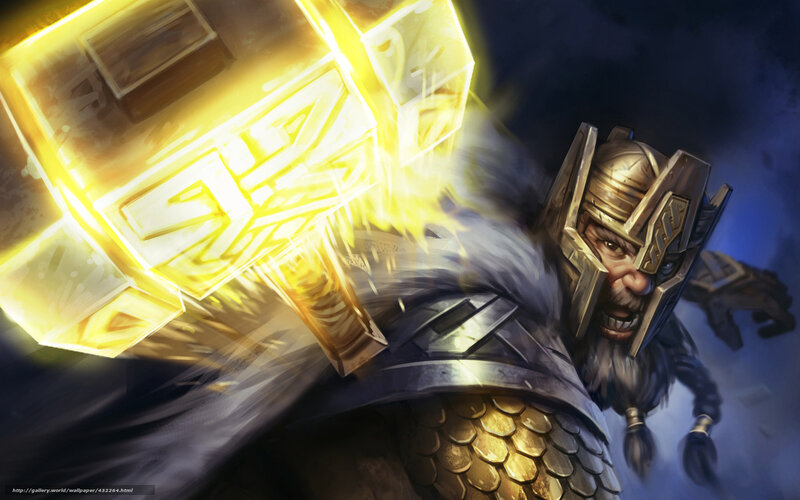 dwarf warrior with glowing hammer
