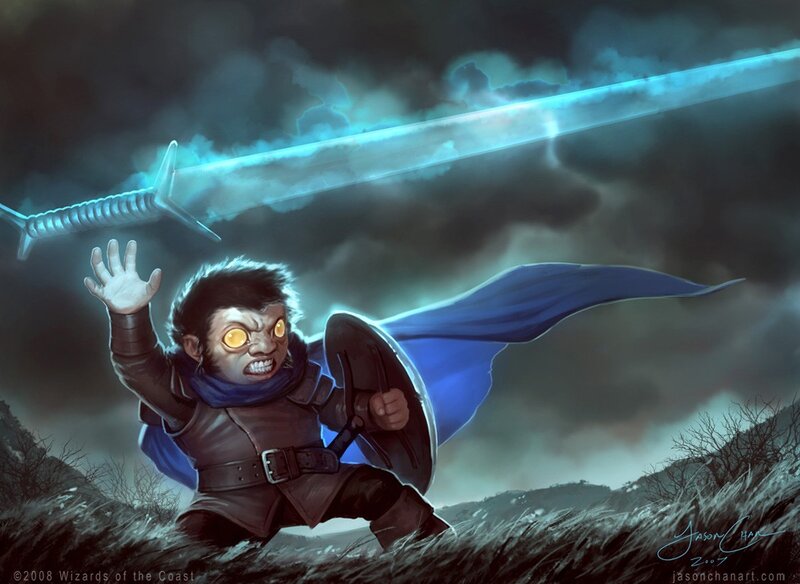 Dwarf warrior with glowing sword