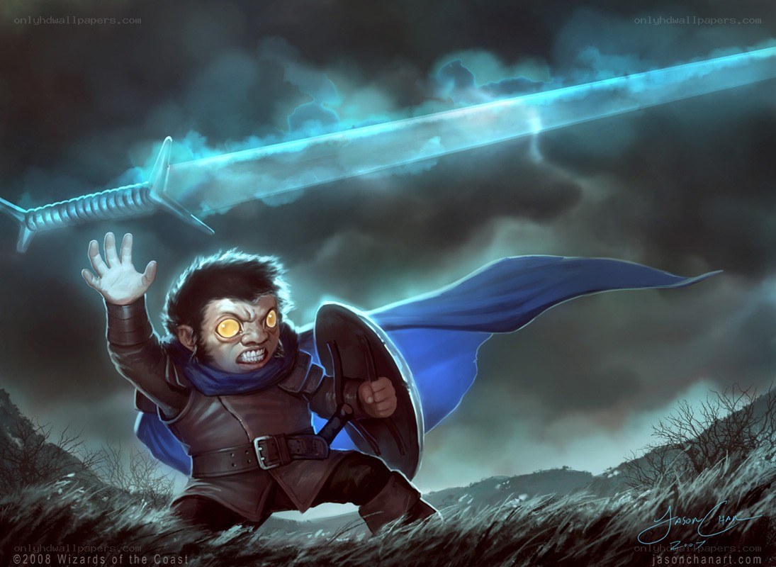 Dwarf warrior with glowing sword