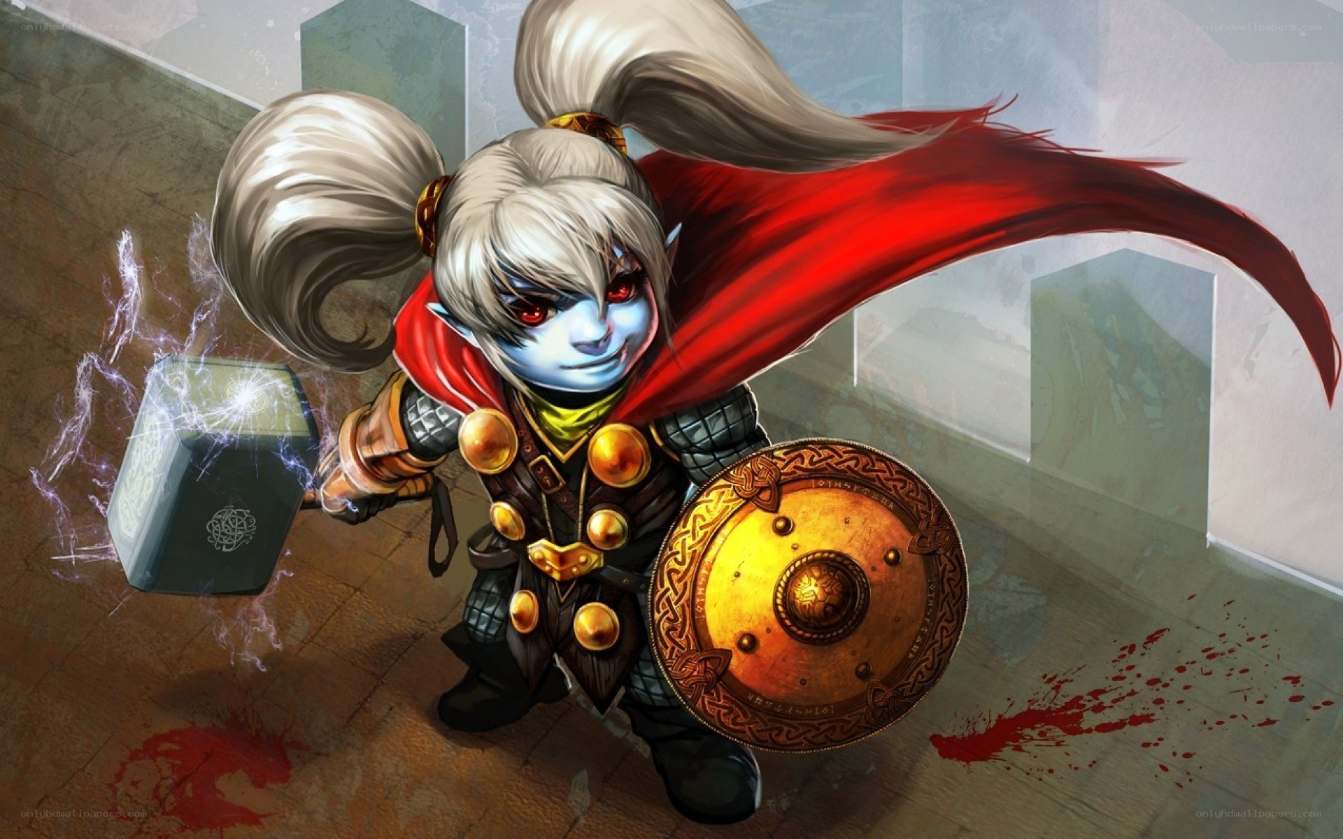 dwarf warrior with hammer and shield