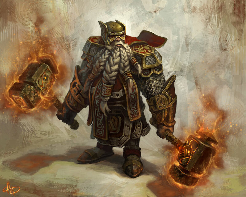 dwarf warrior with hammers