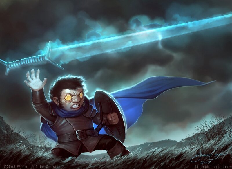 Dwarf Warrior with Sword — Blue, Dramatic