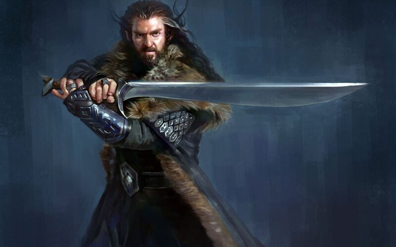 Dwarf Warrior with Sword — Blue